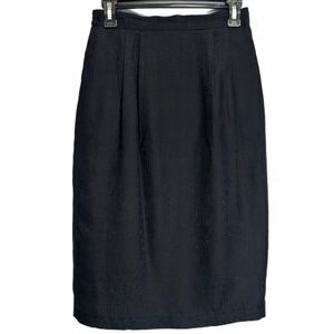100% Silk Black Midi Skirt Size 8 Fully Lined